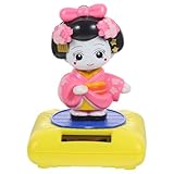 ERINGOGO ソーラー搭載首振り着物ドール 車用製卓上装飾品 小型人形ダッシュボード飾り