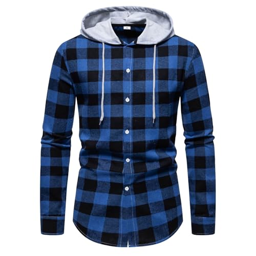 Darringls Giacca da taglialegna da uomo a quadri, con cappuccio,