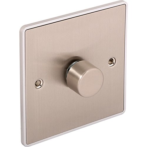 Urban Edge Flat Plate Brushed Chrome 1 Gang 250W Dimmer Switch