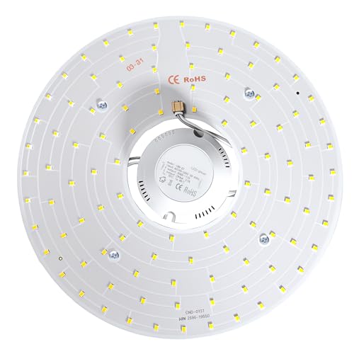 Voltix Modulo LED Circolare per Plafoniera, 220V, 32W 3200lm Ultra Slim con Calamita, Luce Bianca Naturale, Ricambio Tubo Neon LED, Facile da Installare (Bianca naturale / 4000K, 32W)