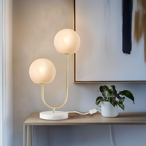 Lámpara de mesa 510 DESIGN moderna dual luz 20" oro/blanco miniatura 7