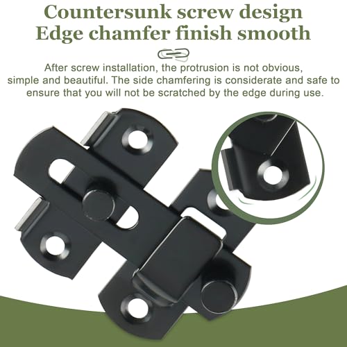 Image of Alise 2 pcs Flip Latch Gate Latch,3 inch Stainless Steel Barn Door Lock,Anti-Theft Lock,Safety Door Lock for Wooden Fence,Matte Black Finish MS9003B-2P | Heavy Duty Gate Hardware ,Security Flip Latch,Anti-theft Latch for Barn Wood Fence Sliding French Doors