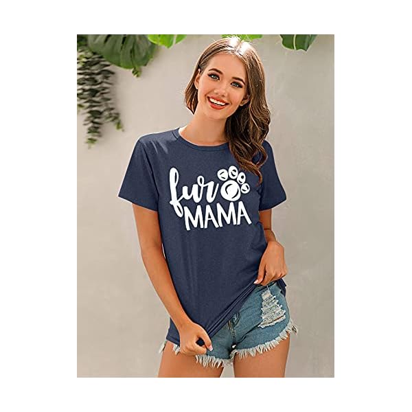 Womens-Dog-Mom-T-Shirt-Dog-Mama-Gifts-Cute-Letter-Print-Tee-Mothers-Day-Tshirt-Funny-Graphic-Short-Sleeve-Top Mama Shirt for Women Dog Mom Shirt Funny Dog Paw Graphic Tee Dog Lovers Shirt Casual Short Sleeve Tops