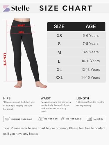 Stelle 2312-YG039-2-3BK-S Girls Leggings Yoga Pants Youth Athletic Dance Running Active Tights Pack thumb #6