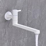 Rubinetto da Giardino 1/2 Pollice può ruotare in modo flessibile l'uscita dell'acqua di 360°, consentendo di regolare liberamente la direzione dell'uscita dell'acqua e regolarla facilmente nella posizione ideale di uscita dell'acqua. Quando non lo usi, spingilo contro il muro e non occupi spazio.