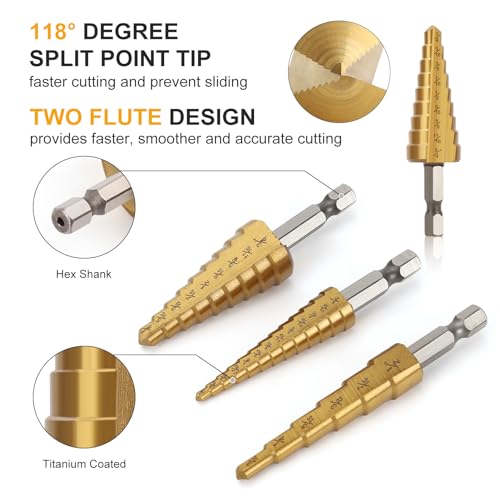 TEWORDA Step Drill Bit Set
