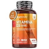 Vitamina D3 2000 UI 400 Comprimidos - Vitamina D Colecalciferol Vegetariano, más de 1 Año de Suministro | Contribuye a la Función Normal del Sistema Inmunológico, Huesos, Dientes, Músculos