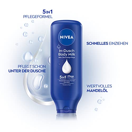 NIVEA In-Dusch Body Milk (400 ml), Körpercreme mit Mandel-Öl und wasseraktivierter 5in1 Pflege Formel, feuchtigkeitsspendende Body Lotion für die Dusche 3