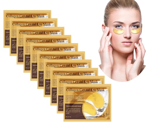 10 Pairs Crystal Collagen 24k Gold Under Eye Gel Pad Face Mask Anti Aging Wrinkle for Dark Circles, Anti Wrinkle, Puffy Eyes, Skincare, Hydrating, Soothing