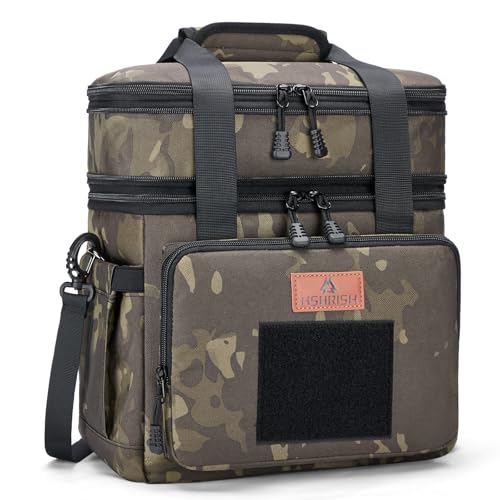 HSHRISH Xlarge Expandable Tactical Lunch Box for Adults, Durable Insulated Lunch Bag with Lots of Storage Space, for Men Work Office Outdoor Picnic Trips Camping,22 L, Black-Camo