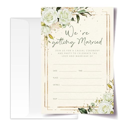 ANYEMW 4x6 White Rose Invitations