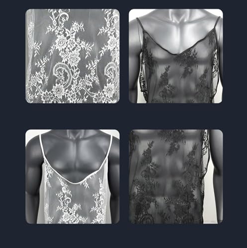 Men Lace Bathrobes Pajamas Loose Cover Ups Sexy Lace Lingerie Sissy4