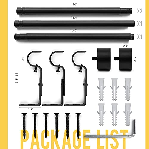 Zeerobee Curtain Rods For Windows 32 To 72, 1 Inch Black Curtain Rod Set, Heavy Duty Drapery Rods With Adjustable Curtain Rods, Outdoor Modern Curtain Rod With Simple End Caps, 32"-72" #TOP6