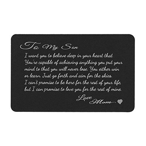 Dreambell Personalized Engraved Text Photo Custom Wallet Mini Insert family Love Note Card To My Son From Mom Birthday Graduation Gift
