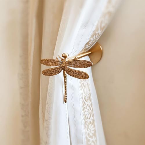 QIIODATD Brass Curtain Holdbacks (2 Pack) Gold...