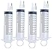 4 Pack 100ml Syringes, Large Plastic Garden Syringe for Scientific Labs, Nutrient Measuring, Watering, Refilling