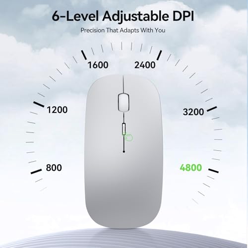 Image of TECKNET Wireless Mouse, 4800 DPI Rechargeable Bluetooth Mouse for Laptop