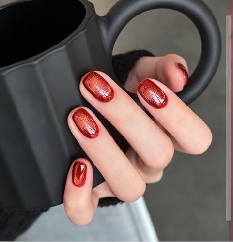 Image of Red, Pink & silver 3pcs Cat Eye Gel Nail Polish 7.5ml- Magnetic Shimmer Effect | Long-Lasting UV /LED Soak Off Gel | Mirror Shine Cat Eye Nail Art Gel for Salon (red,pink& silver)