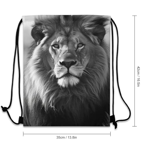 Backpack Drawstring Backpack String Bag African Lion Black And White Printed Gym Sack3