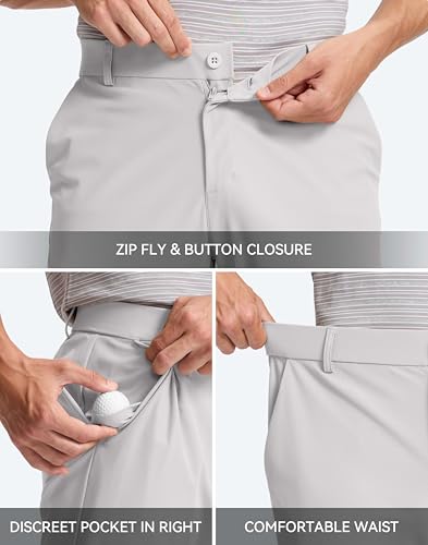 Image of Pudolla Men's Golf Pants 30 inch /32 inch /34 inch Comfy Stretch Dress Work Pants Lightweight Quick Dry Casual Slacks Trousers with Pockets