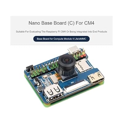 Nano Base Board (C) for Raspberry Pi Compute Module 4 Lite/eMMC,Same Size As The CM4,Onboard 8MP Camera,with Raspberry Pi 40PIN GPIO Interface,USB 2.0 Type A,MIPI DSI Port