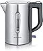 SEVERIN WK 3647 - Hervidor de agua de viaje, 0.5 L, 1.100 W, tensión conmutable 115/230 voltios, 2 tazas de plástico y 2 cucharas, Acero Inoxidable Cepillado, Negro