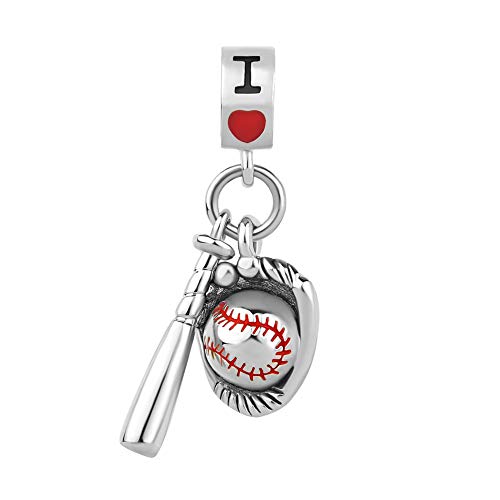 I Love Baseball Softball Soccor Mom Sports Lover Charms for Bracelets Dangle Charm Bead Compatible with Pandora Charms Bracelets2
