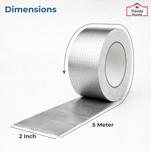Image of Trendy Home Super Strong Waterproof Adhesive Tape for Roof Leakage Repair | Aluminium Butyl Rubber Sealant Tape for Pipe, Tank, Window, 2 inch, 5 Mtr