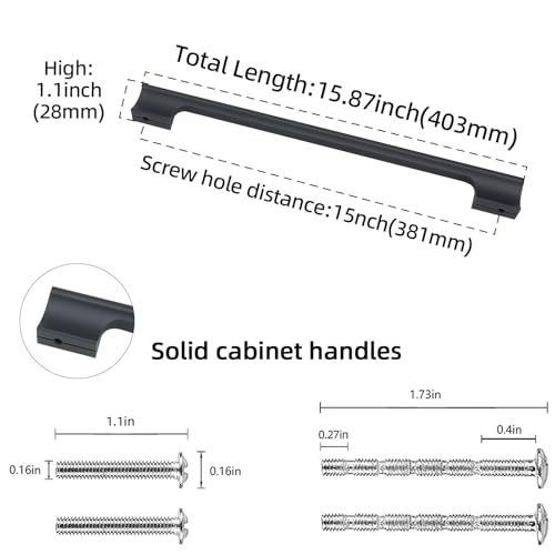 POVEFONK 10 Pack 15 Inch Matte Black Kitchen Cabinet Handles Cabinet Pulls Black Drawer Pulls Kitchen Cabinet Hardware Handles Dresser by POVEFONK - Image 2