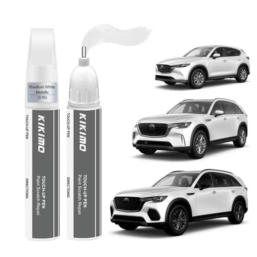 KIKIMO for Mazda Touch Up Paint(Rhodium White Metallic(51K)), Car Paint Repair Kit for Mazda, 2 In 1 Scratches Repair with Pen Tip and Brush, Color-Matched for Quick & Easy Fix