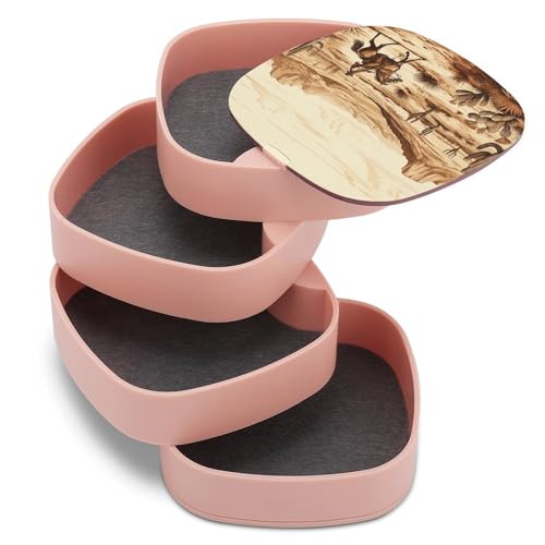 Boîte rangement bijoux avec couvercle motif cactus pour bague - 8