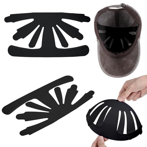 YUXIANLB 10Pcs Baseball Caps Inserts Shapers, White Plastic Card Hat Inner Support, Cap Fitter Inserts Felt Hat Sweat Liner, Universal Cap Inner Liner for Fitted Caps Ball Sports Caps (Black)