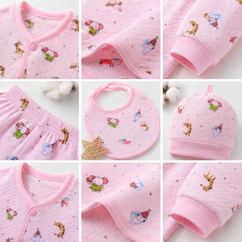 Image of First Kick Presents New Born Baby Summer Wear Baby Clothes 5Pcs Sets 100% Cotton Baby Boys Girls Unisex Baby Cotton /Summer Suit Infant Clothes First Gift for New Born Baby