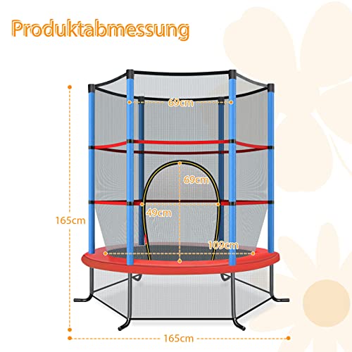 COSTWAY Ø140cm Gartentrampolin mit Sicherheitsnetz, Trampolin bis 45KG belastbar, Indoor-/Outdoortrampolin für Kinder ab… – Bild 7