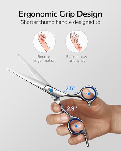 Image of Hair Cutting Scissors, ULG Professional Hair Scissors 7.5 inch Right-Hand Razor Edge Barber Shears Salon Hair Cutting Shears Made of Japanese Stainless Steel, Hand Sharpened Blue