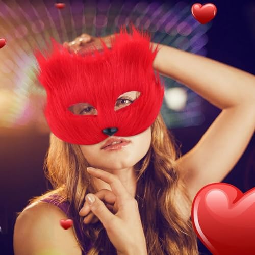 KELINFONG Fur Fox Halloween Mask, Therian Furry Faux Wolf Mask,Fluffy Animal Cosplay Mask for Carnival Women Adult Masquerade - image 7