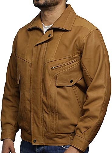 BRANDSLOCK Mens Genuine Leather Jacket Bomber3