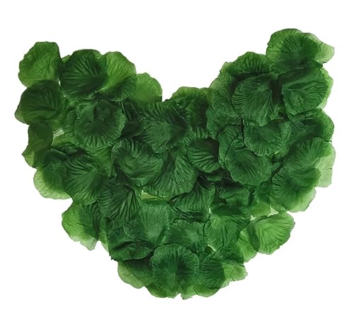 SamHeng 1000pcs pétalos de Rosa de Seda Artificiales de Tela para Bodas Fiestas día de San Valentín cumpleaños decoración romántica de Mesa sin Sabor emulación de pétalos de Rosa(Verde Oscuro)