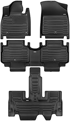 TuxMat Custom Floor Mats for Kia Telluride 7-Seater 2020-2025 - Laser Measured All-Weather Full Coverage 1st/2nd/3rd Row