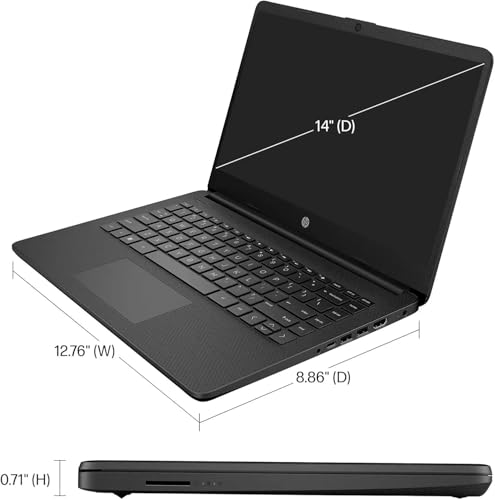 Image of HP AI-Powered 14 inch HD Laptop with Microsoft Office and 1TB Cloud Storage Included for 1-Year| 16GB RAM|128GB SSD| Intel 4-Core CPU| Webcam| Ultra Light|Windows 11| RK Bundle| Black