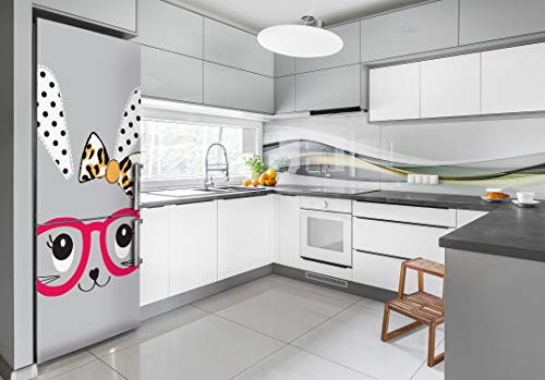 Vinilo para nevera de 60x180 cm autoadhesivo con diseño de conejo con gafas para cocina 3