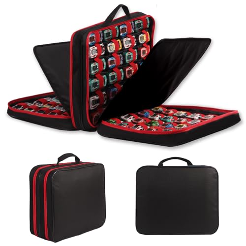 Estojo de armazenamento de 96 carros de brinquedo compatível com Hot Wheels, organizador de carros de brinquedo para carros de fósforos, bonecas pequenas, mini brinquedos (preto, vermelho)