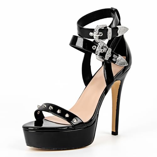 onlymaker Women's Stylish Sandals High Heels Stiletto Heel Platform with Adjustable Ankle Straps2