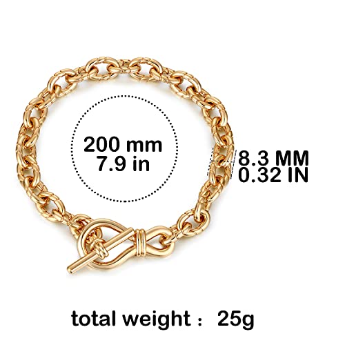 FRUMOS Dainty Layering Bracelets for Women 18 k Gold Plated Fashion Adjustable Chunky Cuban Paperclip Link Chain Bracelets Jewelry for Women Girls Gift