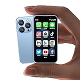 Mini Phone Unlocked World's Smallest 3.0' HD Touch Screen Mini Smartphone Android Compact Mobile Phone for Kids &Students Cell Phone wih Quad-Core Dual SIM Face lD2GB+16GB Blue
