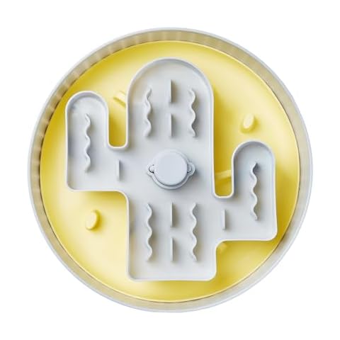 Suhaco Slow Feeder Dog Bowls Anti-Choking Anti-Slip Slowing Down Eating Speed 2 Dtachable Insert Mats Green Silicone & Yellow Lick Mats for Medium and Large Dogs Interactive Maze Dog Puzzle Bowl Cover