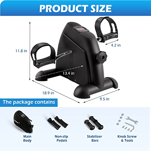 Image of TABEKE Under Desk Bike Pedal Exerciser - Mini Exercise Bike for Arm /Leg Exercise, Pedal Exerciser for Seniors with LCD Display 26514