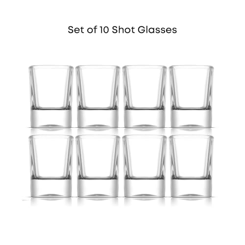 JoyJolt Glass Shot Glasses Set of 10 - City 2oz Heavy Base Square Shot Glasses, Perfect for Espresso, Tequila, Aperitif, Limoncello Liqueur - Image 4