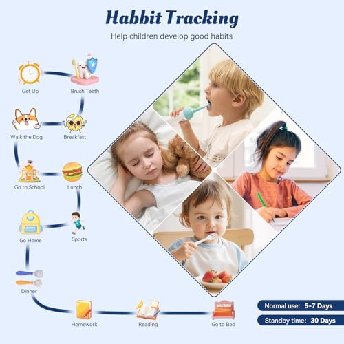 Image of Smart Watch for Kids, 12 Puzzle Games HD Touch Screen Watches, Step Counter, Heart Rate and Sleep Monitor, Flashlight, Music Player,12 /24 hr Educational Toys Birthday Gifts for Girls Ages 6-12 (Blue)