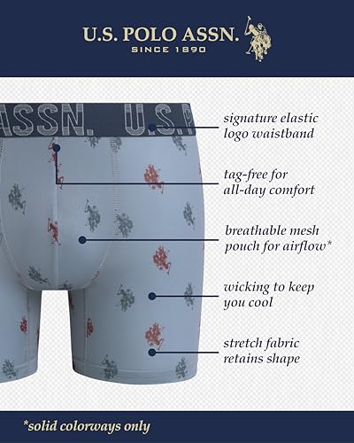 U.S. Polo Assn. Mens Boxer Briefs - 8 Pack Stretch Performance Mens Boxers, No Fly Pouch - Moisture Wicking Underwear for Men2